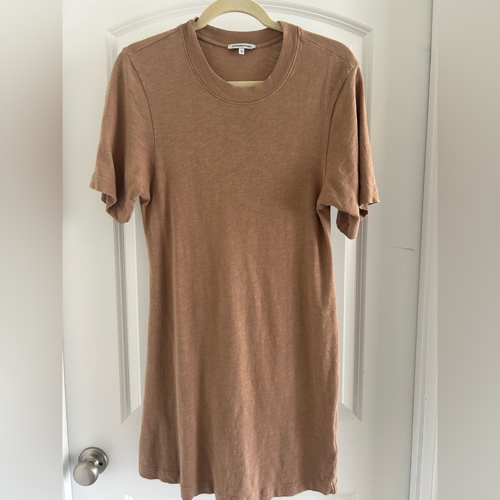 Cotton Citizen Camel Brown T-Shirt Mini Dress
